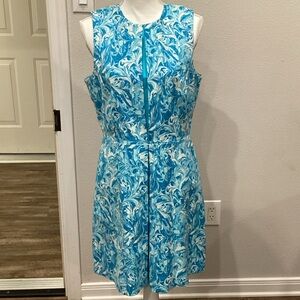 New Michael Kors Dress Turquoise & White Size 10 (Item#D009)